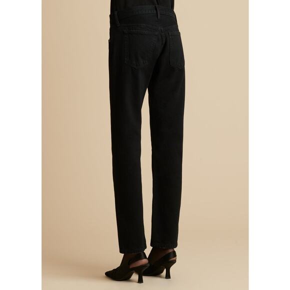 KHAITE Kyle Straight Cotton Denim Jeans in Wilcox Black in Wilcox Size 28 - Picture 8 of 9